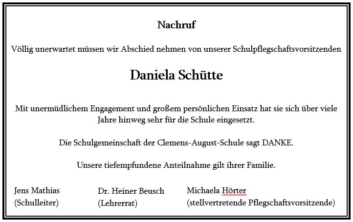 Nachruf Danila Schütte